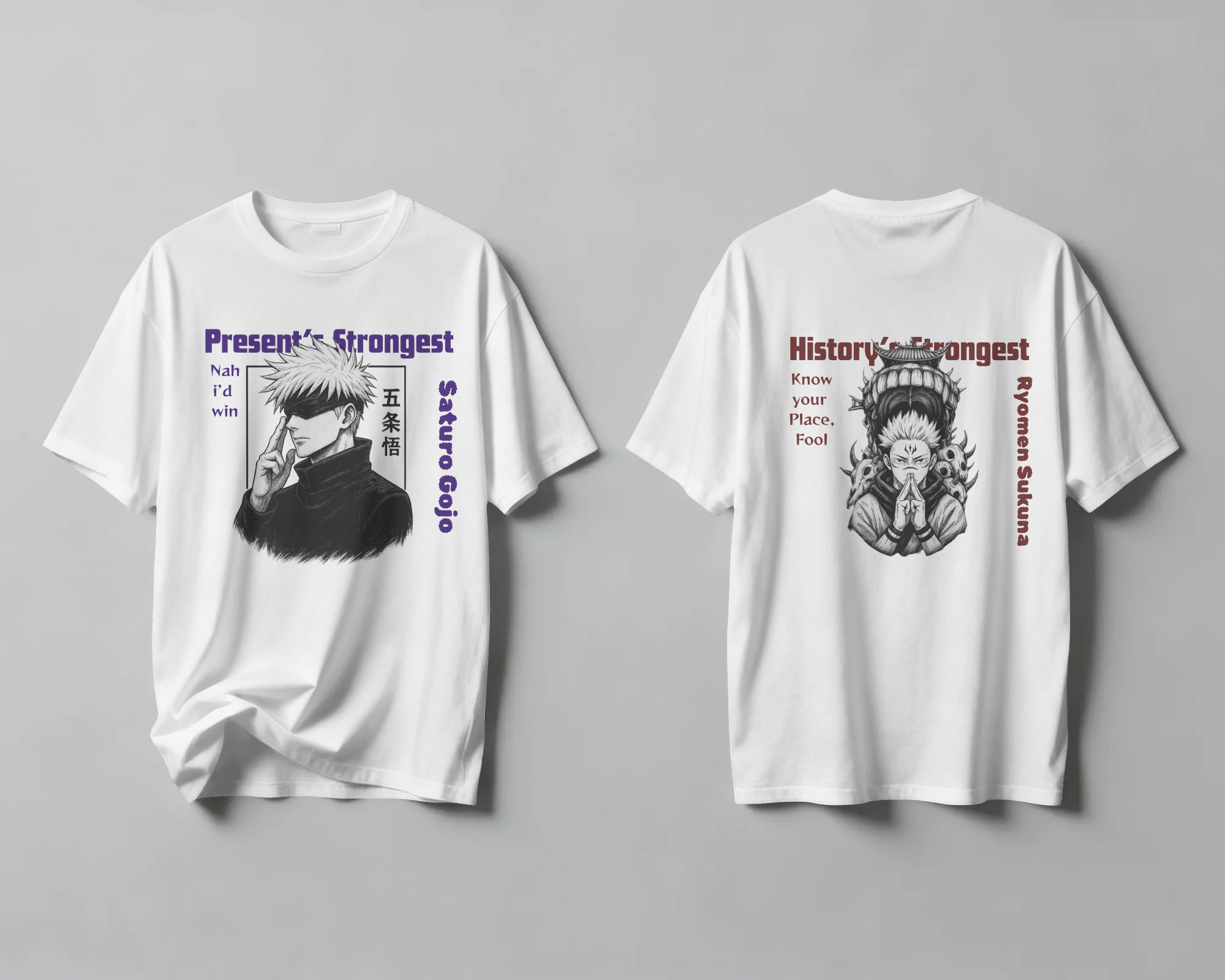 Gojo x Sukuna Front & Back Premium Unisex Oversized Tee