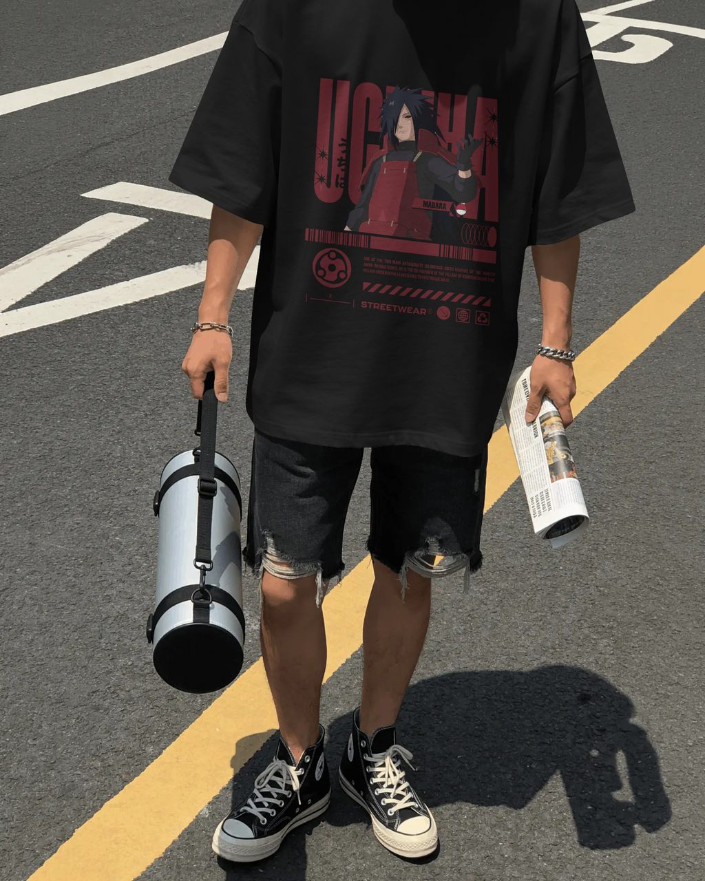 Madara Uchiha Streetwear Unisex Oversized Tee – 240 GSM Premium Cotton | Kaizen