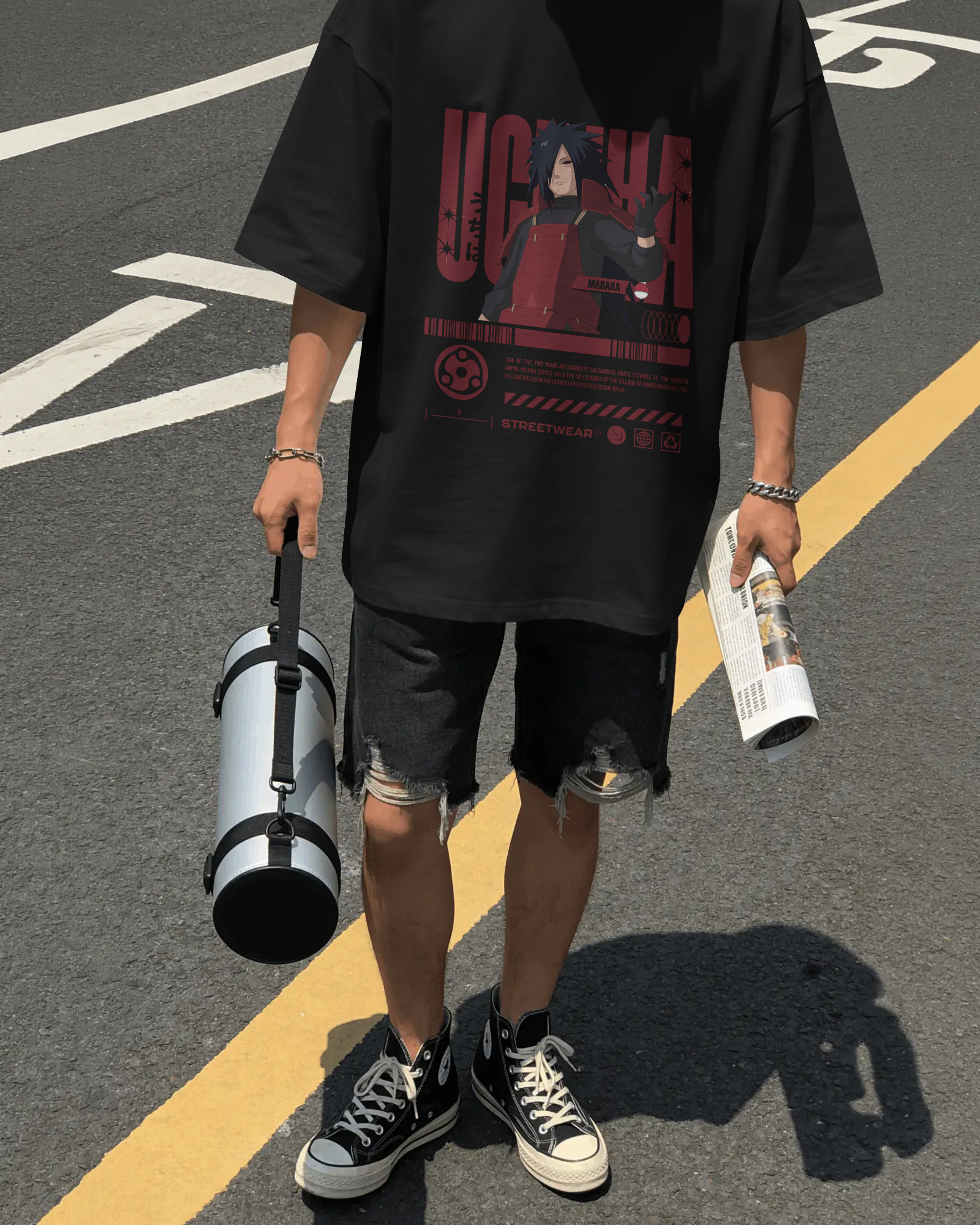 Madara Uchiha Streetwear Unisex Oversized Tee – 240 GSM Premium Cotton | Kaizen