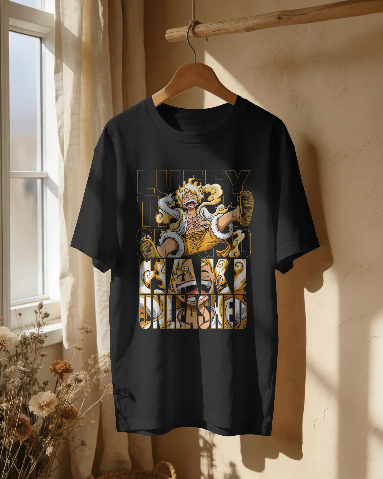 Luffy Gear 5 Unleashed Unisex Oversized Tee – 240 GSM Premium Cotton | Kaizen