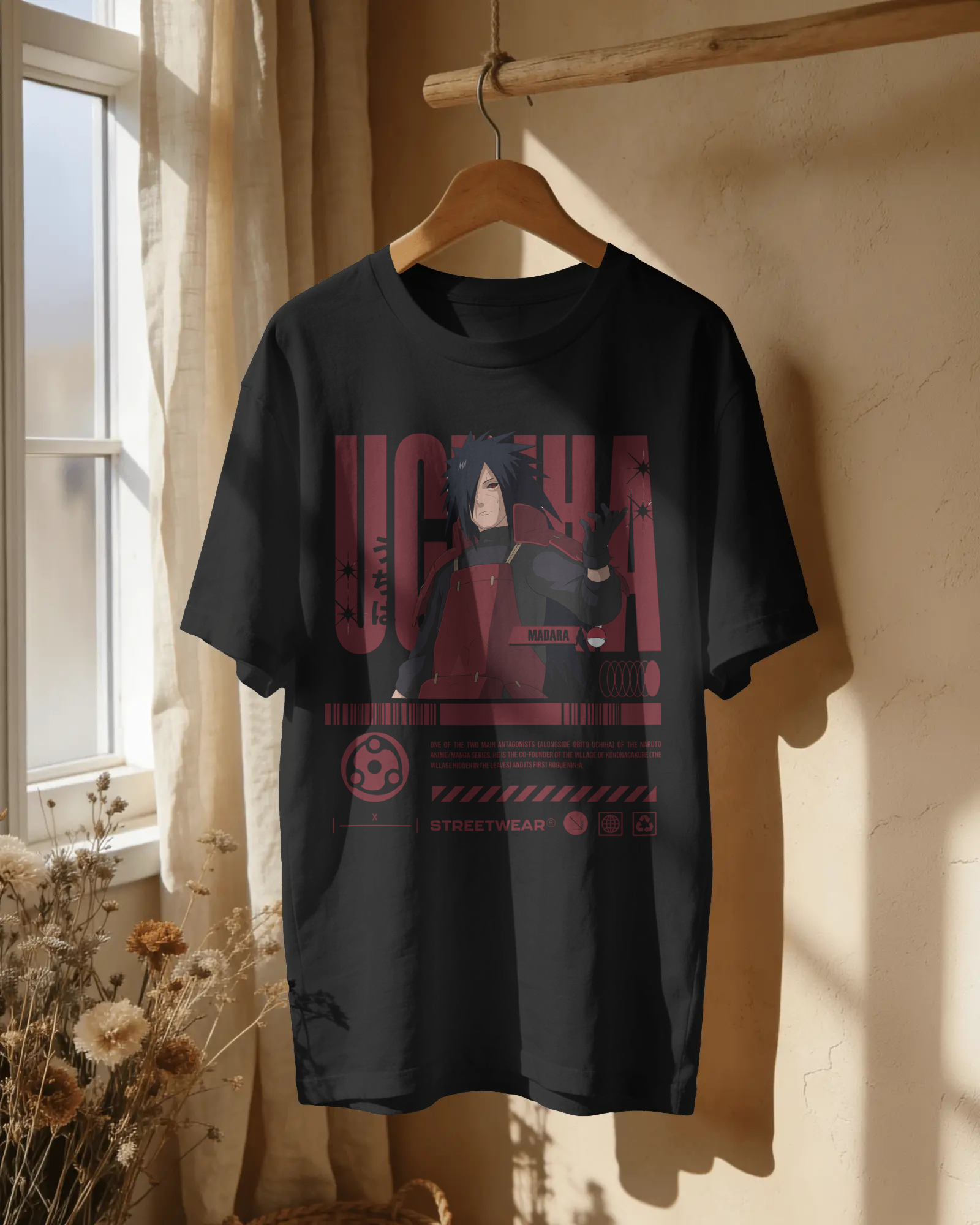 Madara Uchiha Streetwear Unisex Oversized Tee – 240 GSM Premium Cotton | Kaizen