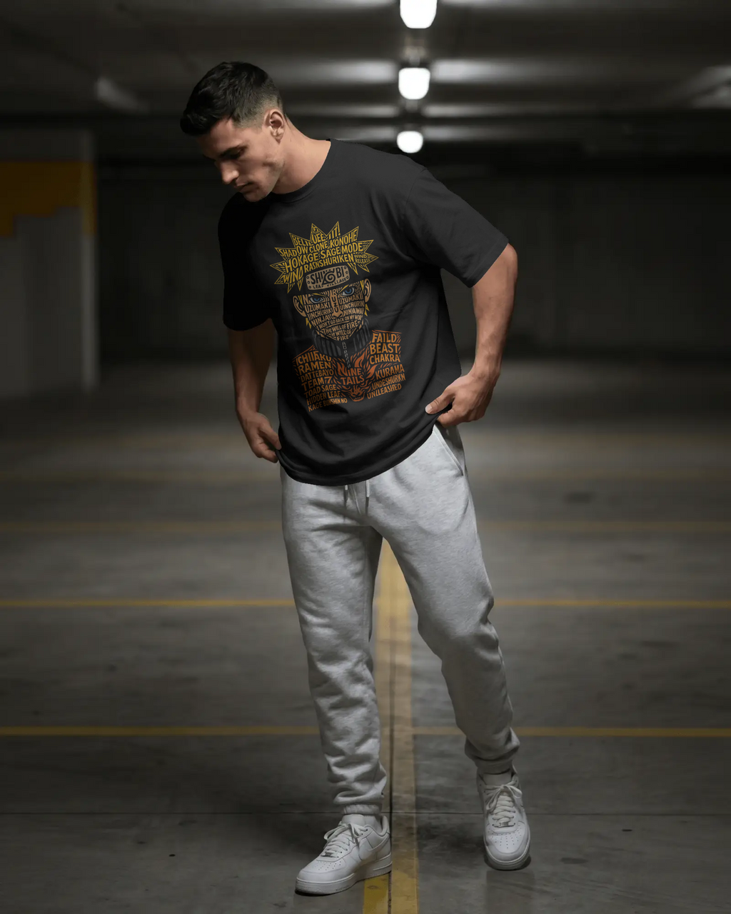 Naruto Typography Art Unisex Oversized Tee – 240 GSM Premium Cotton | Kaizen