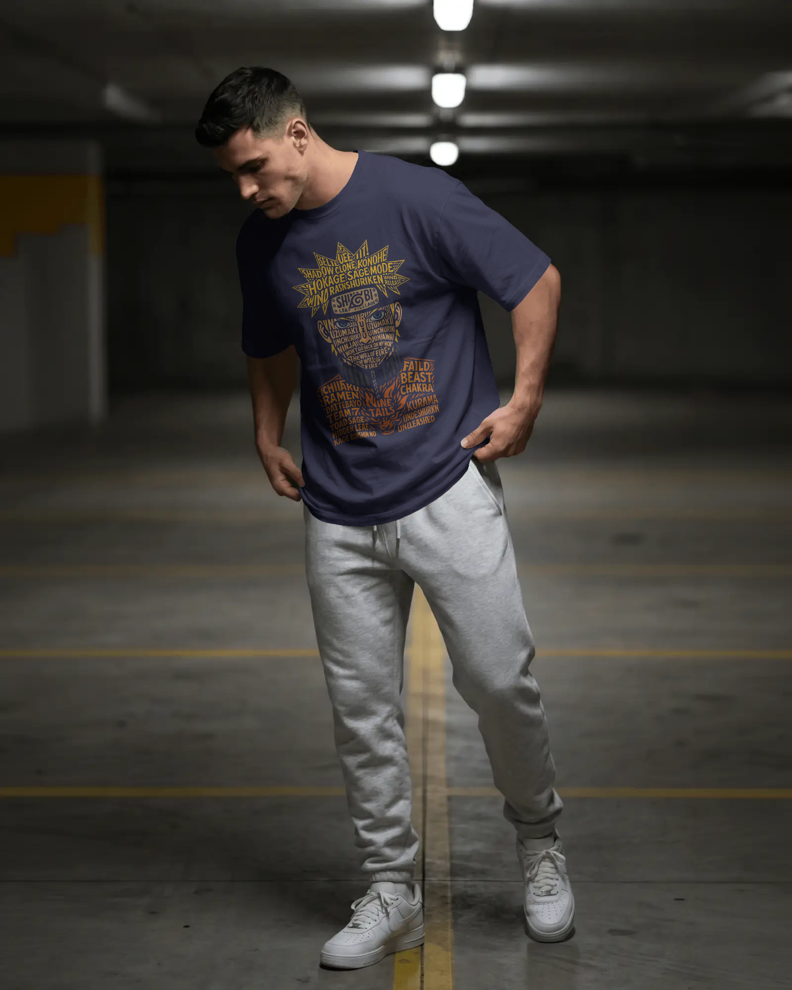 Naruto Typography Art Unisex Oversized Tee – 240 GSM Premium Cotton | Kaizen