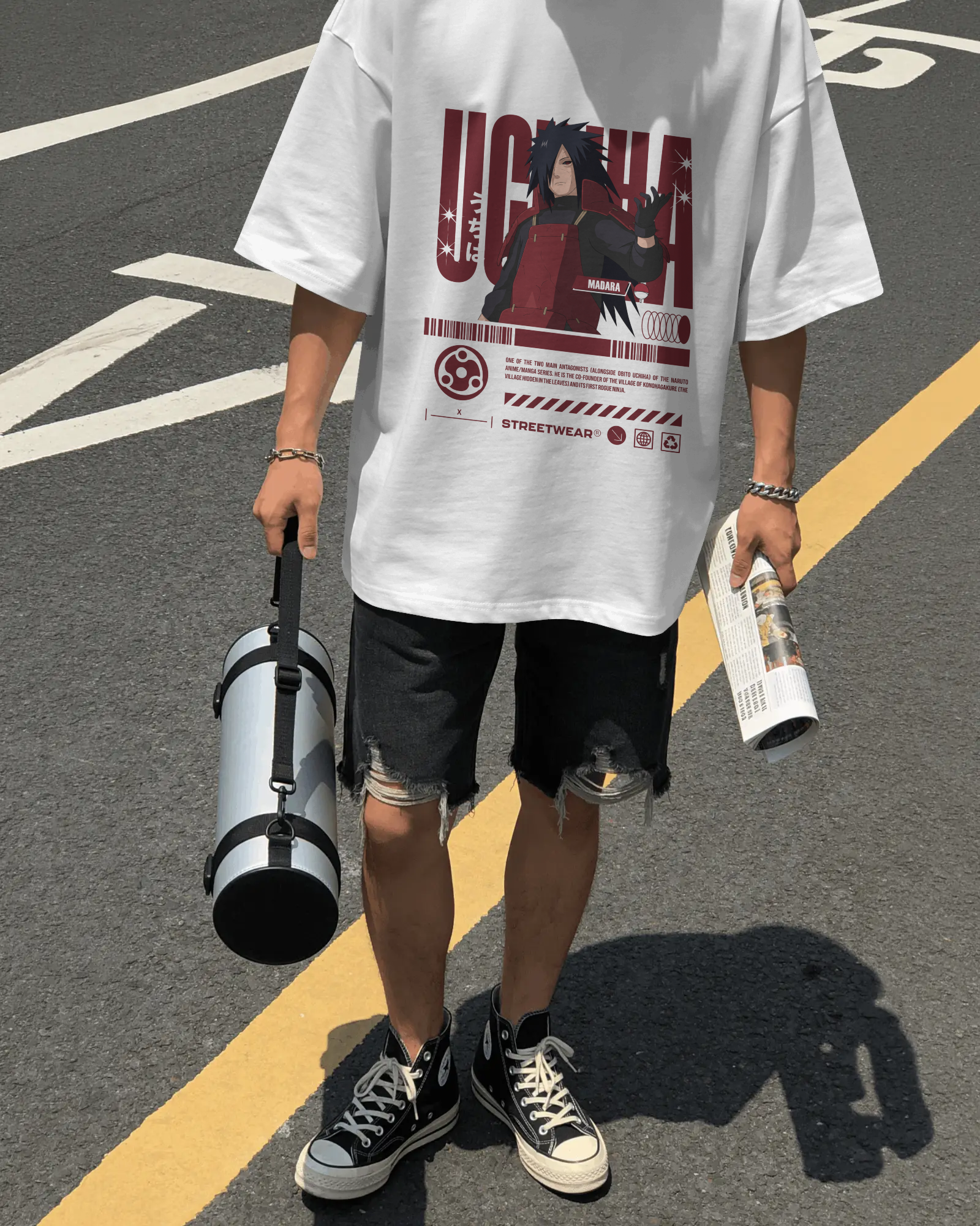 Madara Uchiha Streetwear Unisex Oversized Tee – 240 GSM Premium Cotton | Kaizen